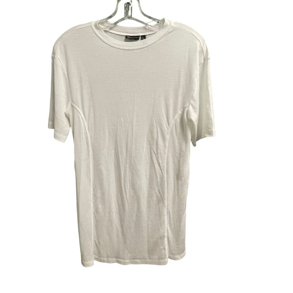 Asos Maternity Size 2 White Ribbed Top Tunic Side Slit